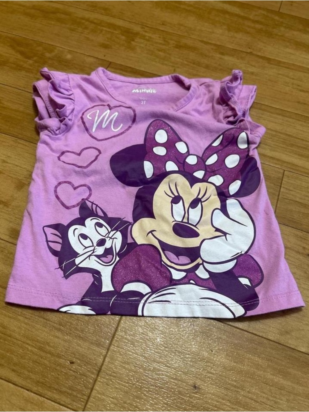 Disney Minnie Mouse Pink Purple Graphic Sleeve Tee